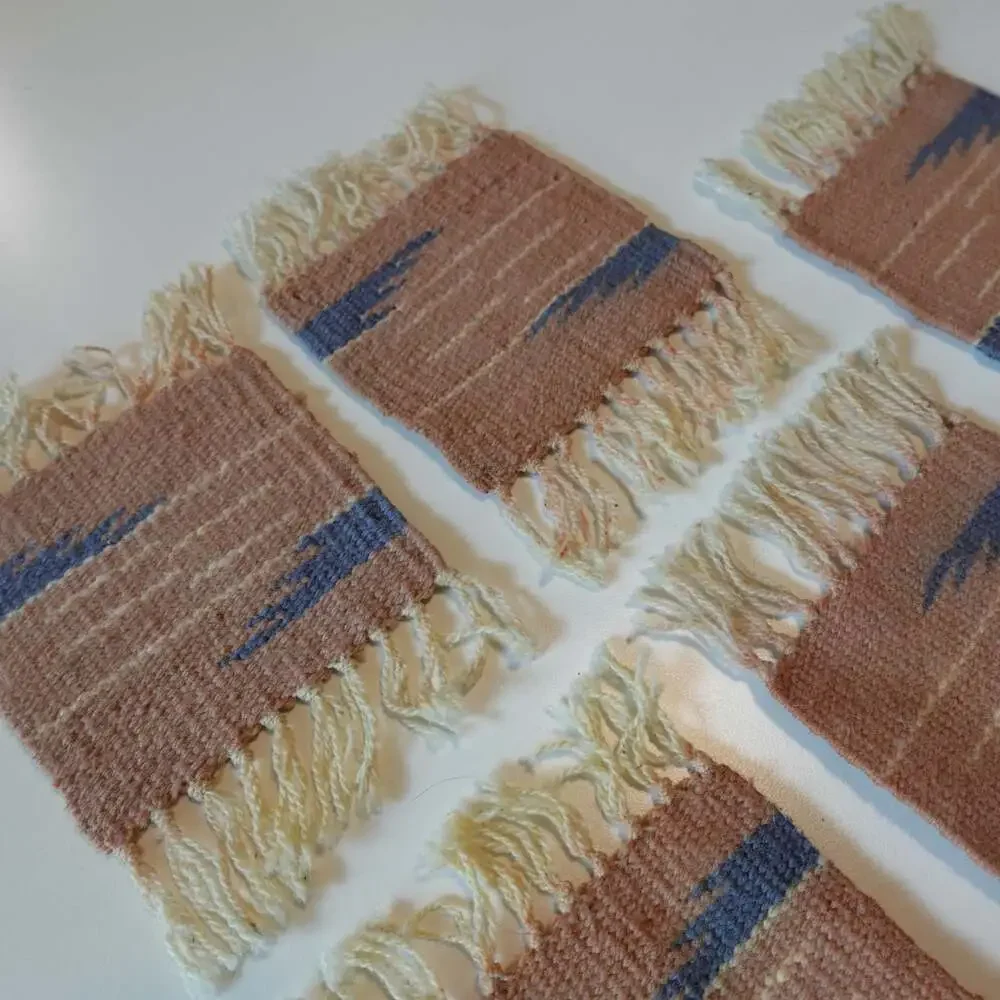 Set of 5 Southwestern Handwoven Wool Coasters